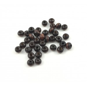 4x3 mm dark brown rondelle wood beads (pack of 3,3 grams)